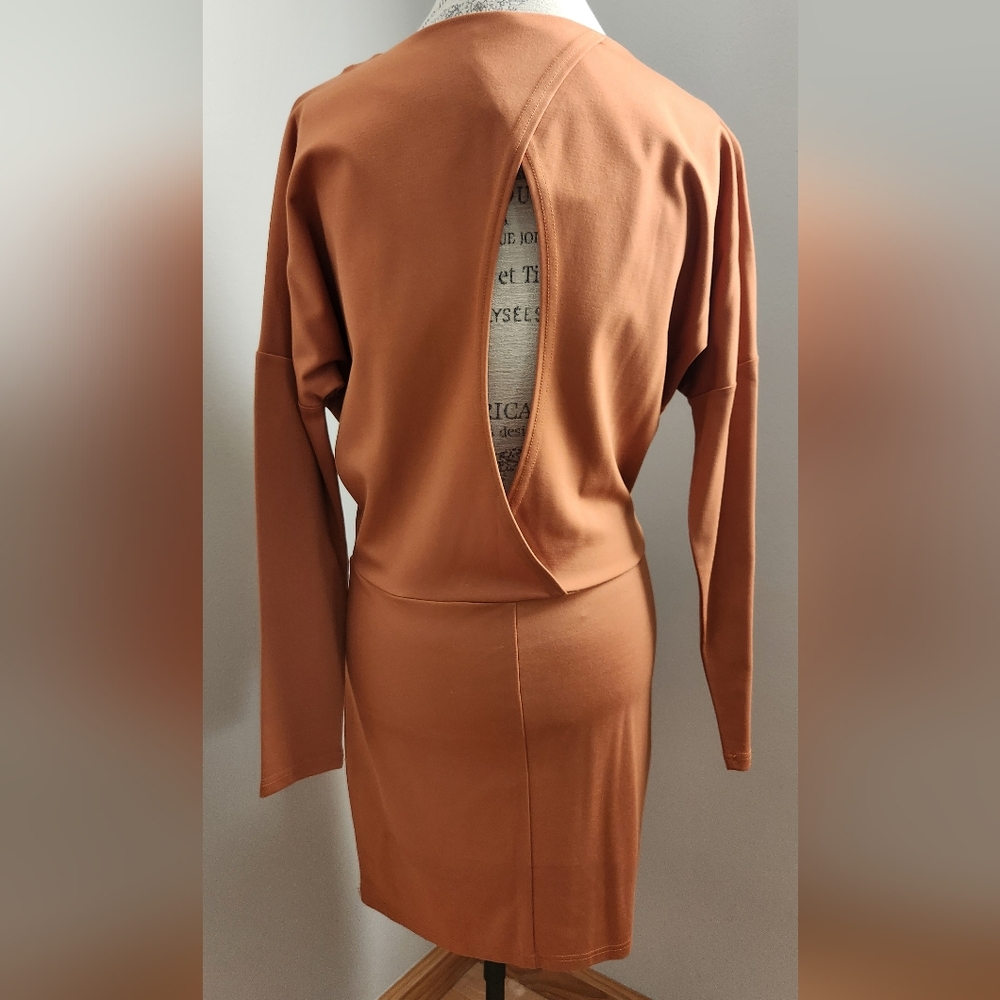 VERO MODA orange open back stretchy mini dress in size M